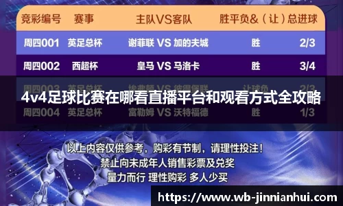4v4足球比赛在哪看直播平台和观看方式全攻略